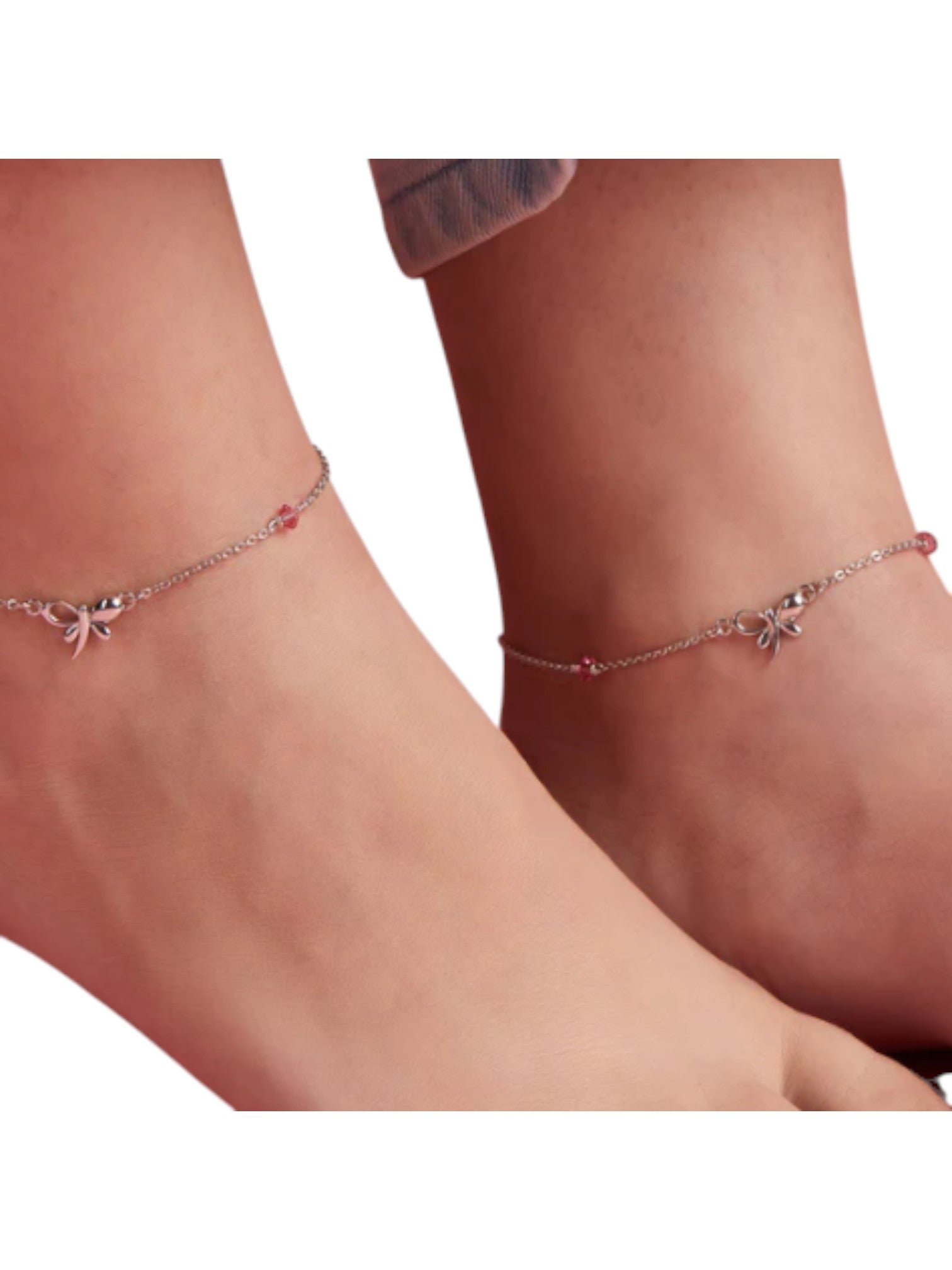 Butterfly with studded stone 925 Sterling Silver Anklets By Kesardeep Impex For Women